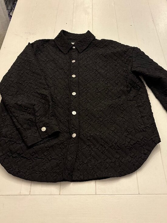 GREY LAB Tops - Grey Lab Los Angeles Black Textured Shacket Large Button Front Oversized Shirt